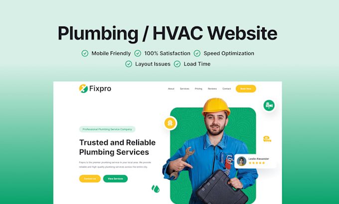 Gig Preview - Design hvac, construction, handyman, contractor, repair, and plumbing website