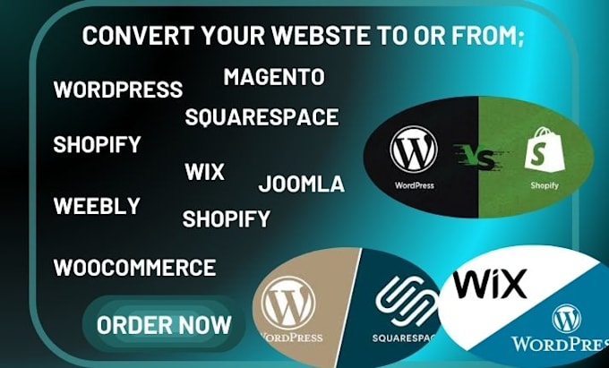 Gig Preview - Migrate wix shopify squarespace joomla magento to wordpress woocommerce