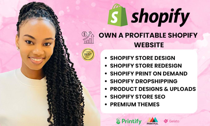 Gig Preview - Do shopify print on demand website shopify dropshipping shopify store design