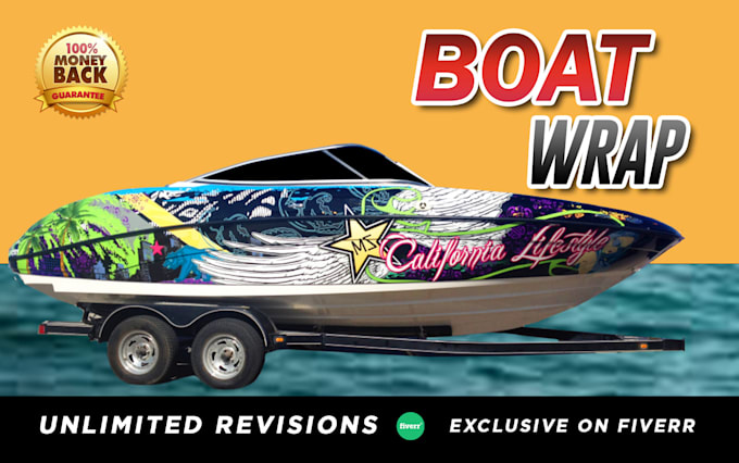 Gig Preview - Do eye  catching boat wrap design and all vehicle wrap design