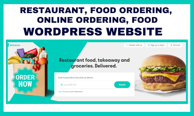 Gig Preview - Design food delivery restaurant online ordering food ordering wordpress website