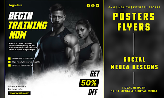 Gig Preview - Design sports, health and fitness flyer or sports graphics