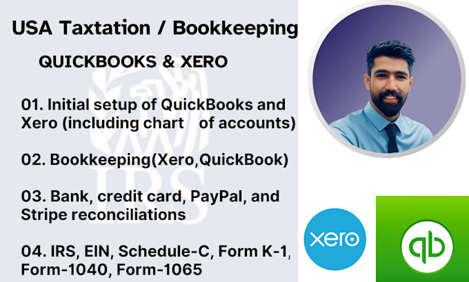 Gig Preview - Do USA bookkeeping, bank reconciliation,taxes in quickbooks