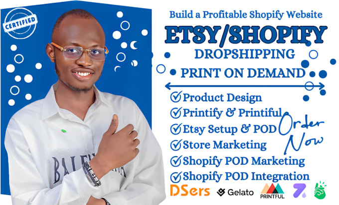 Gig Preview - Create premium print on demand dropshipping shopify store with printful