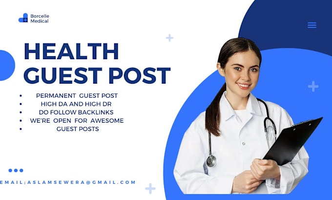 Gig Preview - Do high da health guest  post with authority backlinks