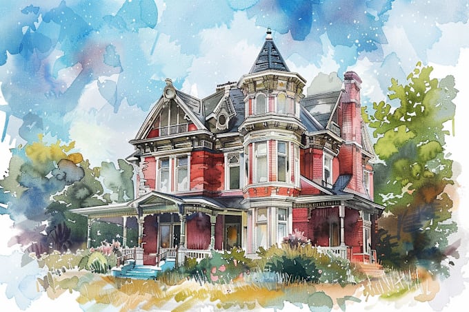 Bestseller - paint custom digital watercolor house, building portrait illustrations