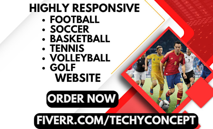 Gig Preview - Design football soccer basketball tennis golf softball dodgeball cricket website