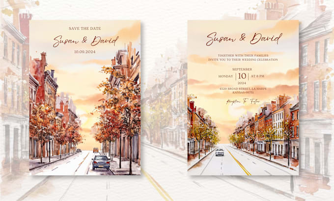 Bestseller - design wedding invitation, save the date cards in watercolor style