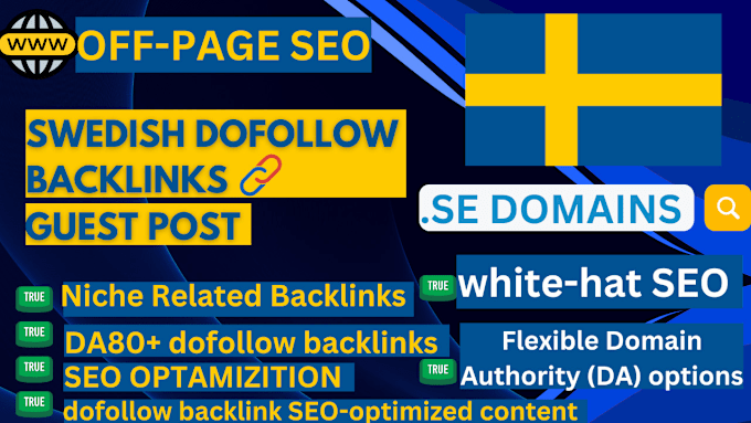 Gig Preview - Do swedish SEO with high authority se domains on swedish backlinks