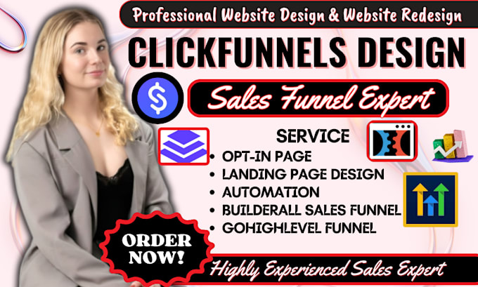 Gig Preview - Build clickfunnels sales funnel, leadpages, systeme io, gohighlevel automation