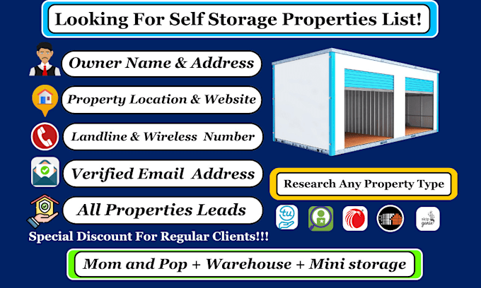 Gig Preview - Provide mom and pop self storage property list