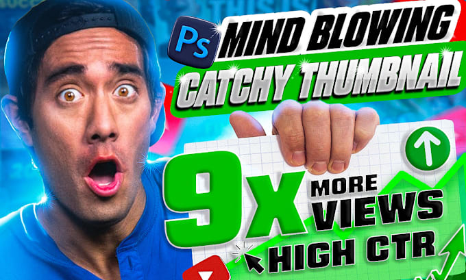 Bestseller - design the best mind blowing high CTR catchy thumbnail