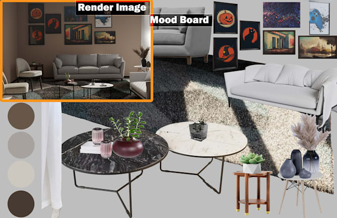 Gig Preview - Create interior mood board, 2d floor plan and shopping list