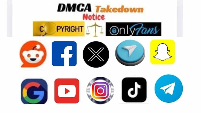 Gig Preview - Send dmca takedown notice to remove google,reddit,ig,yt,twitter,tiktok, shopify