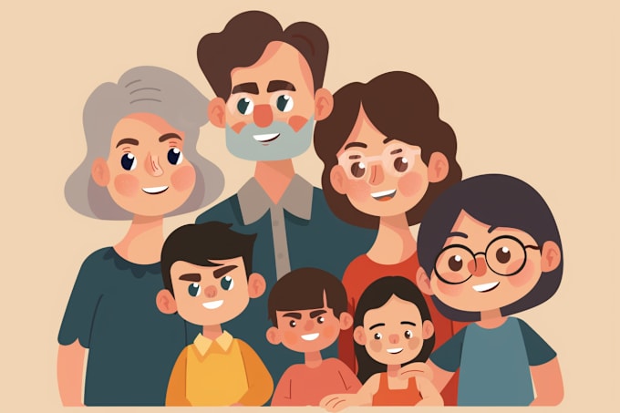 Gig Preview - Draw a vector art family portrait