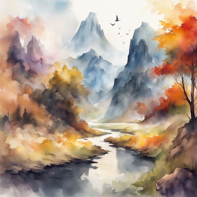 Gig Preview - Create digital paint landscape and watercolor painting