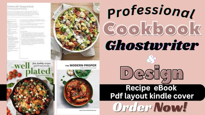 Gig Preview - Ghostwrite ebook cookbook design recipes cookbook cover amazon kindle cover