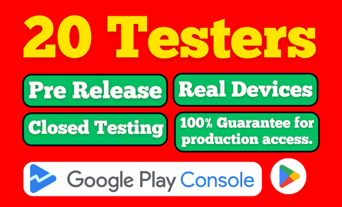 Gig Preview - Provide 20 testers for google play closed testing with guides and documentation