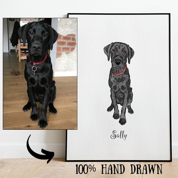 Gig Preview - Create a personalized watercolor dog portrait from photo