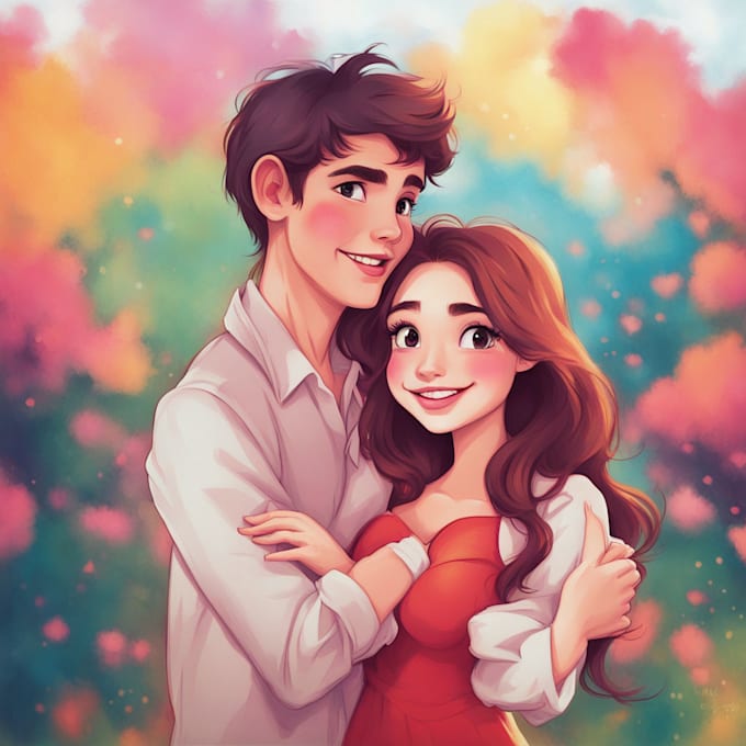 Gig Preview - Draw you cute disney couple portrait