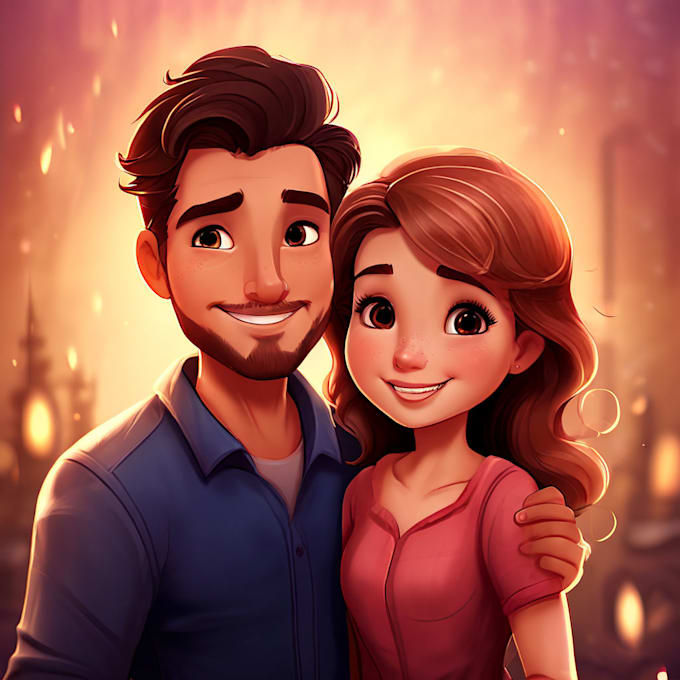 Gig Preview - Draw you cute disney couple portrait