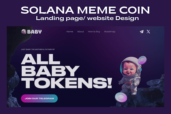 Gig Preview - Do crypto landing page, solana meme coin website, memecoin landing page, tron