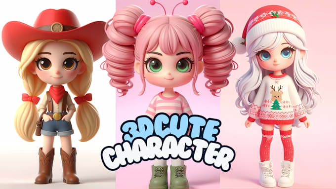 Gig Preview - Design 3d cute character modeling for mascot, toy, animal with cartoon style