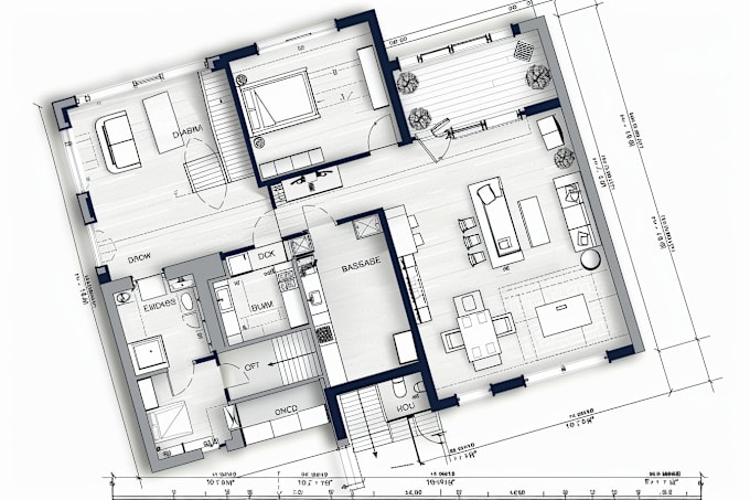 Gig Preview - Architectural blueprint for 2d house plan and floor plan