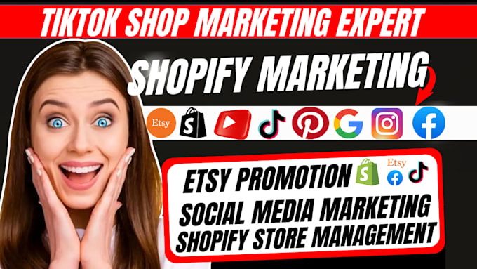 Gig Preview - Do tiktok shop marketing shopify manager tiktok ad fb shop to promote etsy sales