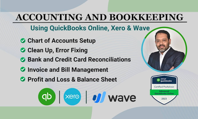 Gig Preview - Do accounting bookkeeping error fixing using quickbooks online xero and wave