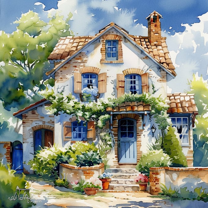 Gig Preview - Paint your house in watercolor painting style