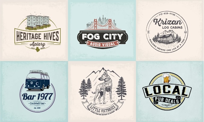 Gig Preview - Design an amazing retro vintage, badge logo