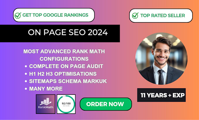 Gig Preview - Rank math on page SEO over advanced 150 parameters