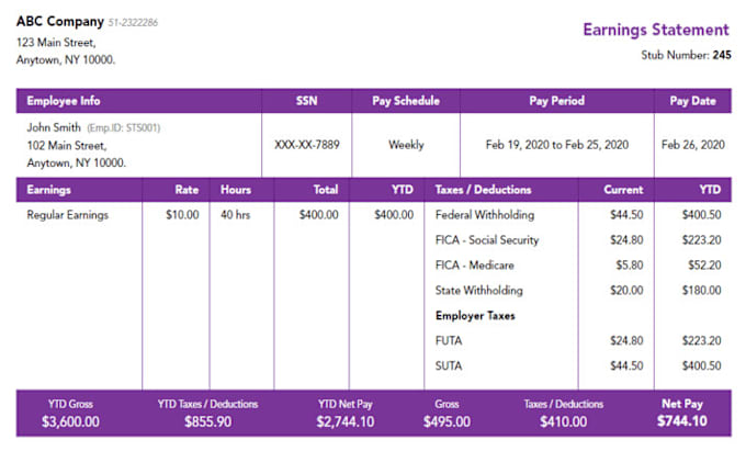 Gig Preview - Design adp paystubs, paychecks, salary slips for employers