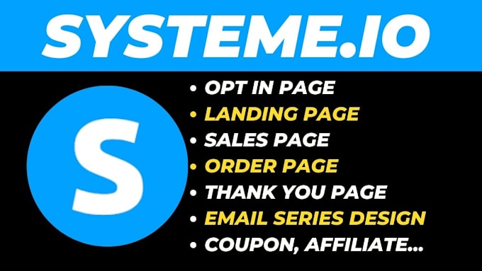 Gig Preview - Build systeme io sales funnel for coaches webinar, online course, shopify store