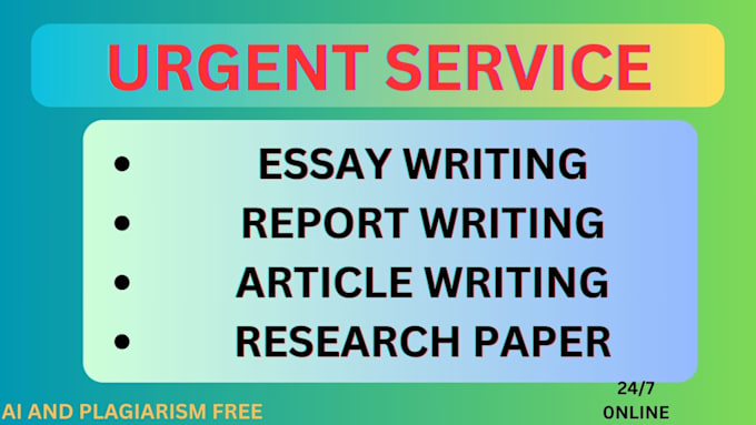 Gig Preview - Do urgent essay writing, research and summary, case study and report writing