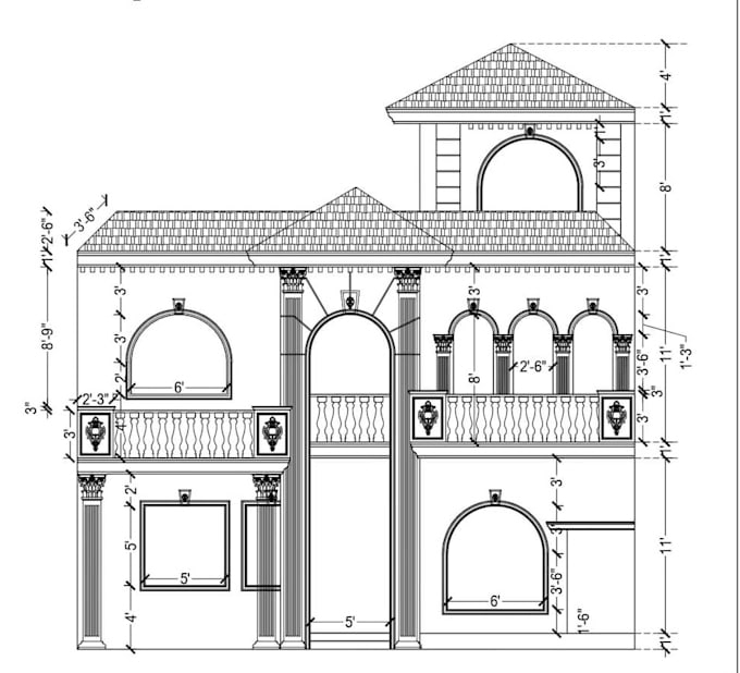 Gig Preview - Do architecture elevation for floor plan of house in autocad