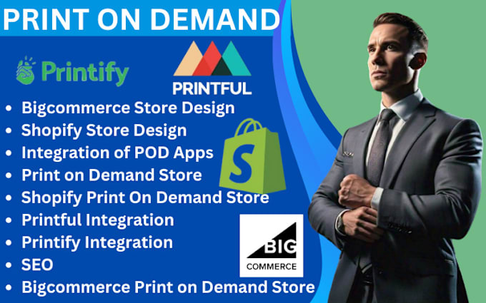 Gig Preview - Setup print on demand bigcommerce dropshipping store printify or printify