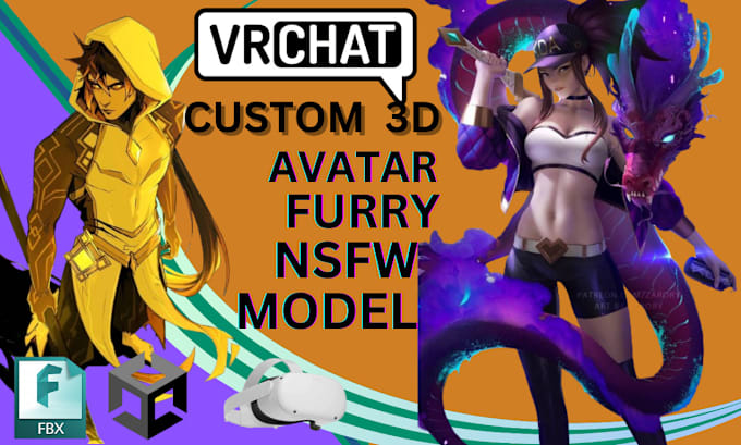 Bestseller - create an avatar for a custom 3d furry vr character for vr chat and vtuber