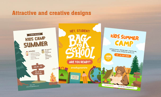 Bestseller - create kids summer camp, back to school, birthday and party flyers