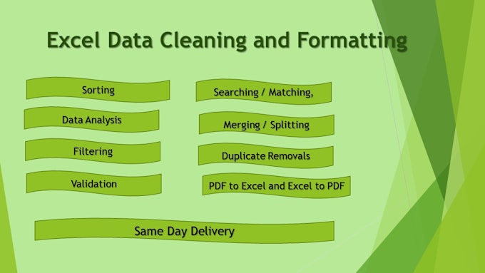 Gig Preview - Clean excel spreadsheet, excel data cleaning, data cleanup