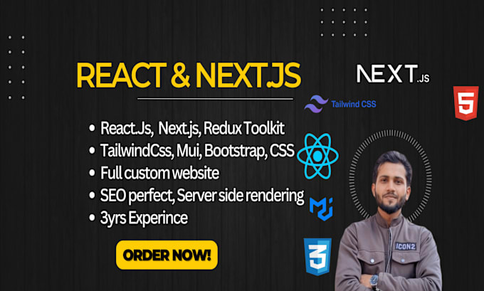 Gig Preview - Develop and design your websites with reactjs and nextjs