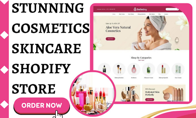 Gig Preview - Design skincare shopify cosmetics makeup shopify salon spa store beauty website