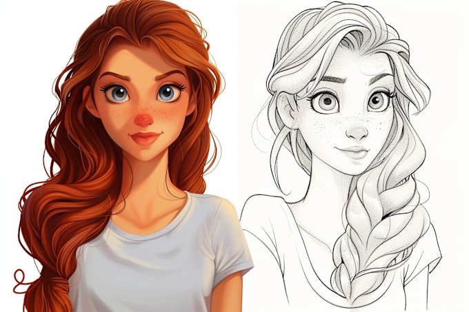 Gig Preview - Draw you a beautiful portrait in disney cartoon style