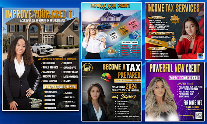 Gig Preview - Design eye catching credit repair , tax flyer for you