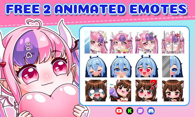 Gig Preview - Create custom twitch emotes and animated emotes for vtuber