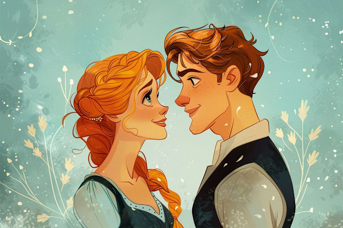 Gig Preview - Draw you cute disney couple portrait