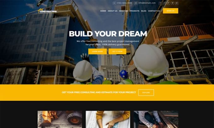 Gig Preview - Build construction, plumbing, architecture, roofing, and interior website