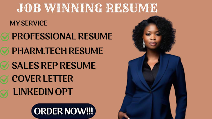 Gig Preview - Write a medical resume, tech sales resume, CV  cover letter and linkedin