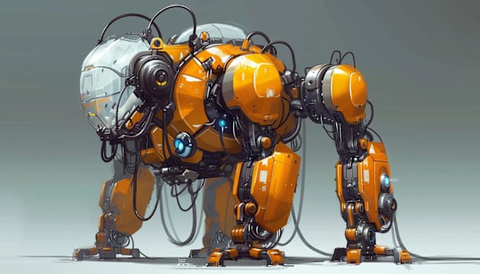 Gig Preview - Create cute mecha robot character concept art